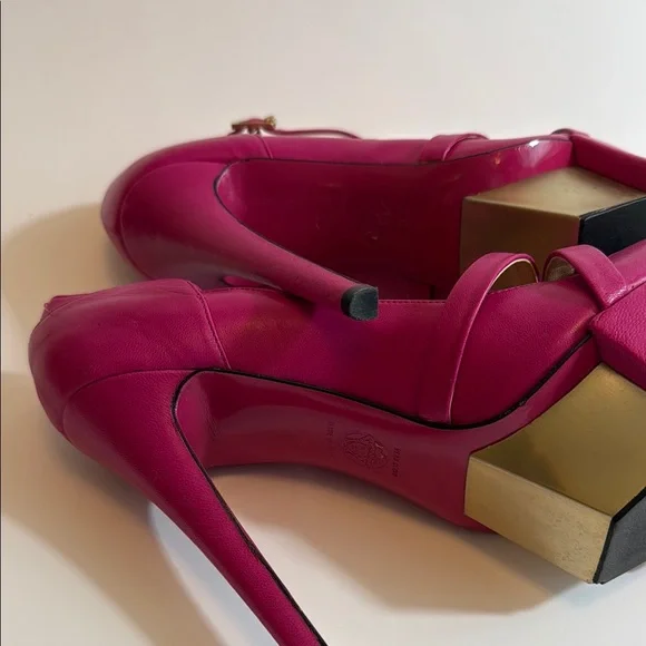 Versce Pink Platform Heels with Ankle Strap Size 40